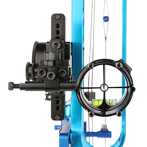 Archery Compound Bow Sight Aluminum Alloy 0.019" Fiber Optic 1 Pin Bow Sight Micro-Adjustable Aim Sight Toolless Quickset With Sight Light Compound Bow Accessory (Bow Sight With 6X Lens) #TOP4