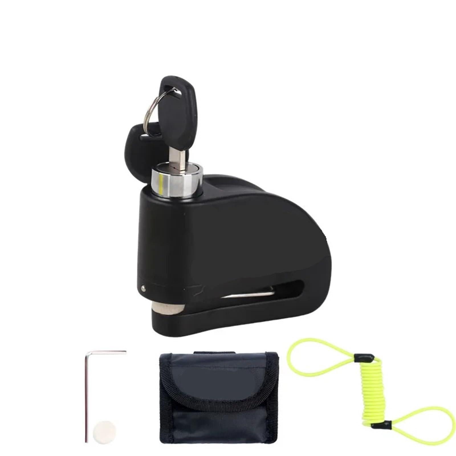 Noauqwtv Black Package B Motorcycle Handlebar Lock Aluminum Alloy Motorcycle Alarm Lock Scooter Wheel Disc Brake Security Anti-Theft Reminder Rope Safety Lockwire(Black Package B)