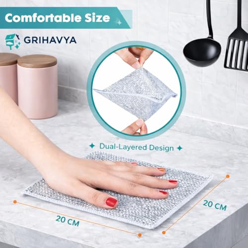 Image of Double Layer Non Scratch Wire Dish Wash Cloth, Pack of 6