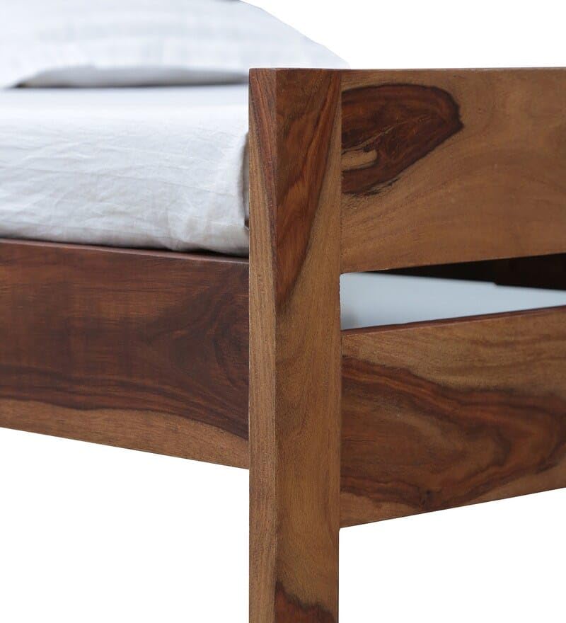 Image of SANKAT MOCHAN Industries Solid SHEESHAM Honey Brown Wooden King Size Bed Double Bed Furniture for Bedroom Living Room (Honey Finish) Matters Size (6 * 6.5) (King (U.K. Standard))