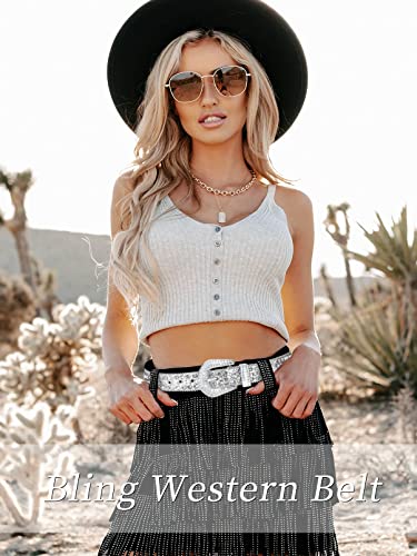 Oyifan Men Women Rhinestone Belt Women Western Men Cowboy Fashion Belts Bling Crystal Studded Luxury Belts Jeans Style3