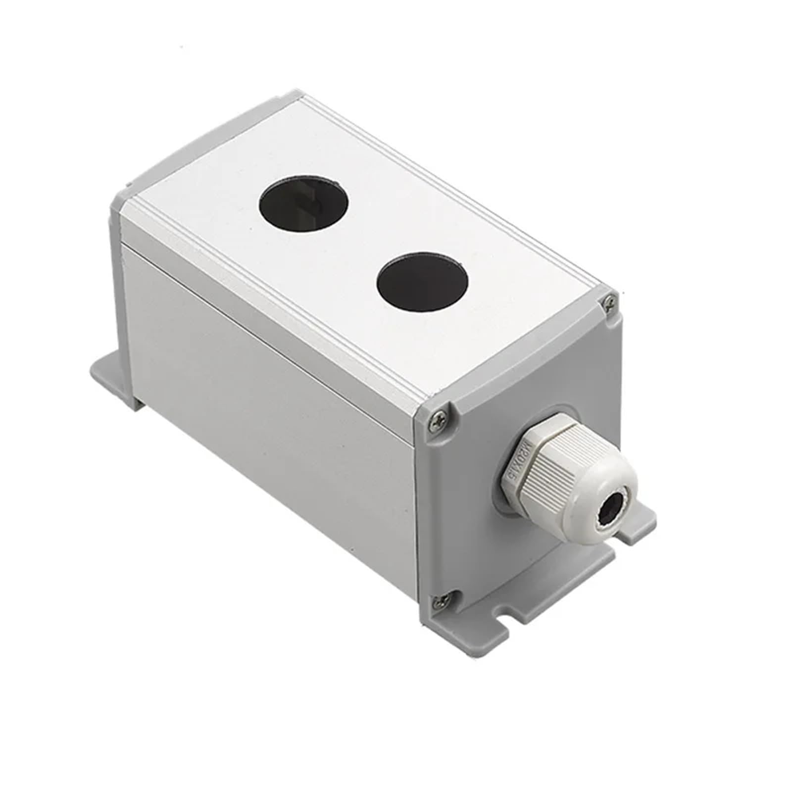 Caja de interruptores de control industrial for el hogar con pulsador de aluminio y metal, 16 mm, 19 mm, 22 mm, 1, 2, 3, 4, 5 o 6 orificios, 45 x 45 mm, 45 x 65 mm, 1 unidad(2Hole,22mm 45x45mm)