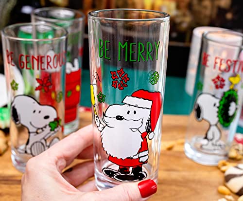 Silver Buffalo Peanuts Snoopy Holiday Fun Pint Glasses, Set Of 4 | Beer Tumbler For Liquor, Pub Drinks | Each Holds 16 Ounces #TOP3