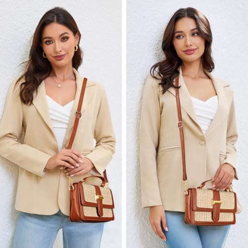 Image of Straw Crossbody Bags for Women Summer Straw Clutch Bag Woven Beach Purse Vacation Handbags | Straw