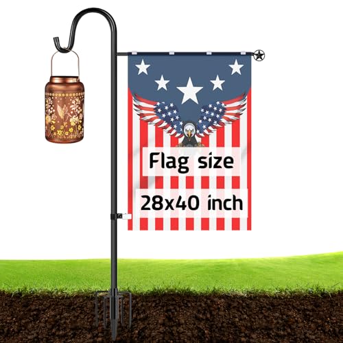Ottsuls Garden Flag Stand, Heavy Duty Flag Pole Holder with Shepherd Hook for Yard Decoration, 60 INCH Sturdy Yard Flag Post Stake Outdoor Garden Flag Holder for 28''x40'' Flags (Without Flag)