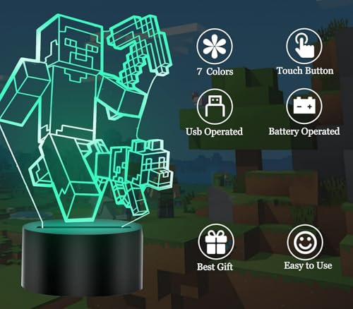 Lampe 3D LED Minec multicolore 7 couleurs BIRBANN