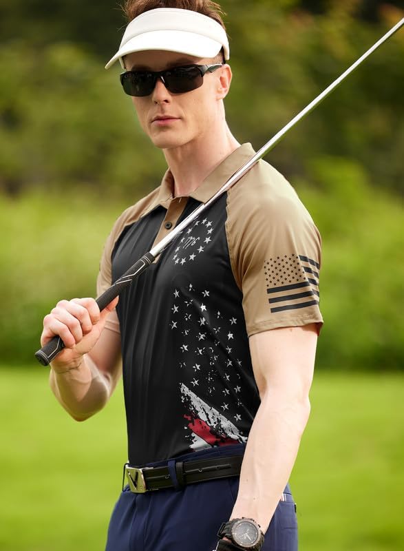 Mainfini Men's Short Sleeve Golf Shirts UPF 50+ Raglan Patriotic American Graphic Polo Shirt (S-3XL) - Image 5
