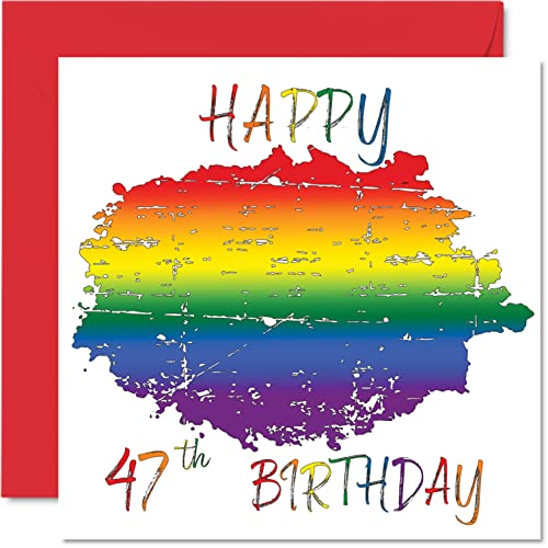 Tarjetas de cumpleaños LGBT 47 para pareja, feliz 47 cumpleaños, tarjeta LGBT de cuarenta y séptimo cumpleaños para pareja de novia, novio, 145 mm x 145 mm, tarjetas de felicitación de orgullo gay