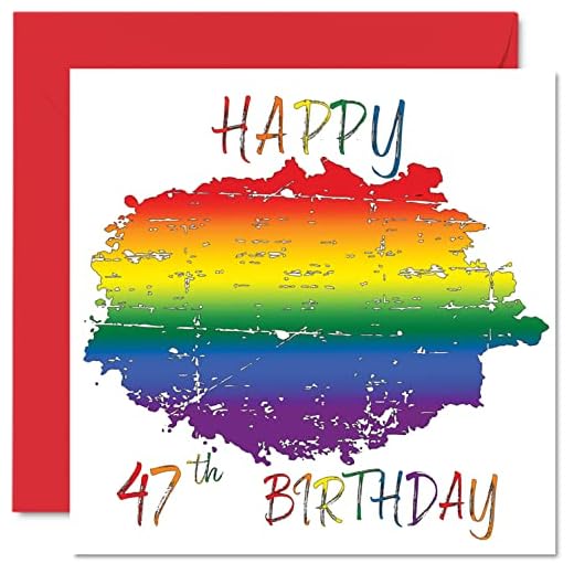 Tarjetas de cumpleaños LGBT 47 para pareja, feliz 47 cumpleaños, tarjeta LGBT de cuarenta y séptimo cumpleaños para pareja de novia, novio, 145 mm x 145 mm, tarjetas de felicitación de orgullo gay