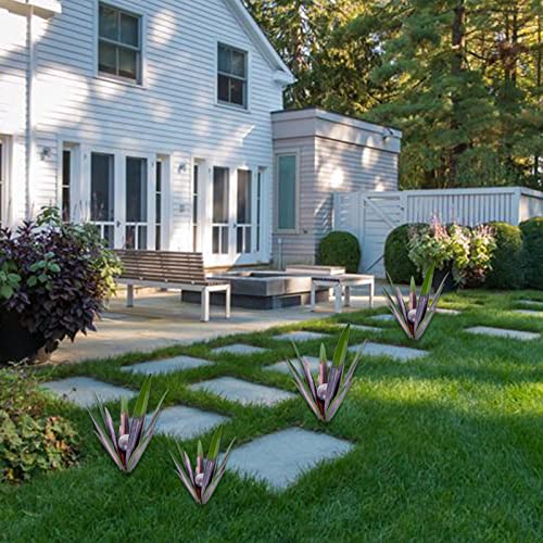 Menoha Tequila Rustic Sculpture, Diy Hand Painted Metal Agave Decor With Gazing Ball, Garden Yard Sculpture Lawn Home Ornaments, For Yard Stakes, Garden Figurines, Outdoor Patio (Green 2Pcs+2 Balls) #TOP5