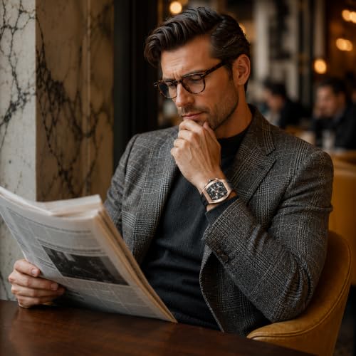 Image of TSAR BOMBA Men's Luxury Quartz Watch, Luminous Dial 5ATM Water Resistance Silicone Strap Men's Wristwatch Ideal Gift for Men