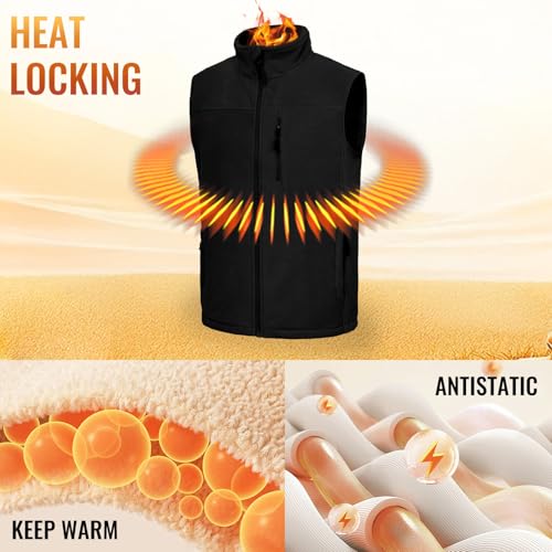 Men's Fleece Vest Full Zip Lightweight Outerwear Vests Soft Warm Winter Sleeveless Jacket for Hiking Golf3