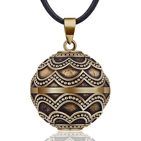 EUDORA Harmony Ball Angel Caller Vintage Copper Music Wishing Chime Ball Pendant Necklace for Pregnancy Women Ladies Maternity Jewellry Gift, 45"+30“ Chain Cover