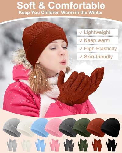 Image of JaGely 64 Pcs Kids Hats and Gloves Bulk Winter Beanies Hat Gloves for Toddler Boys Girls School Donation Wholesale