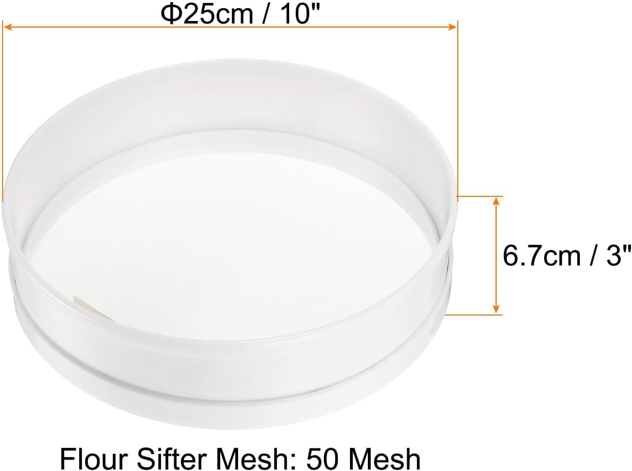 Tamiz de harina de Acero Inoxidable, 25 cm (10 Pulgadas), Malla Fina 50, Ideal para Hornear. (10inch)
