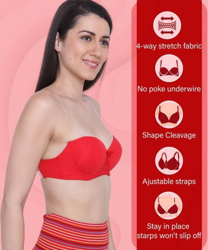 Image of Brachy Women's Polycotton Padded Underwire Strapless Bra Beige