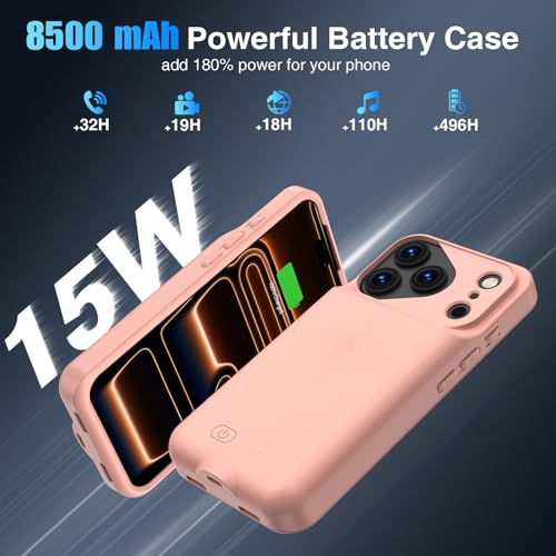 Coque batterie iPhone 6,7 pouces rose GIN FOXI pour rester connecté en voyage - 3