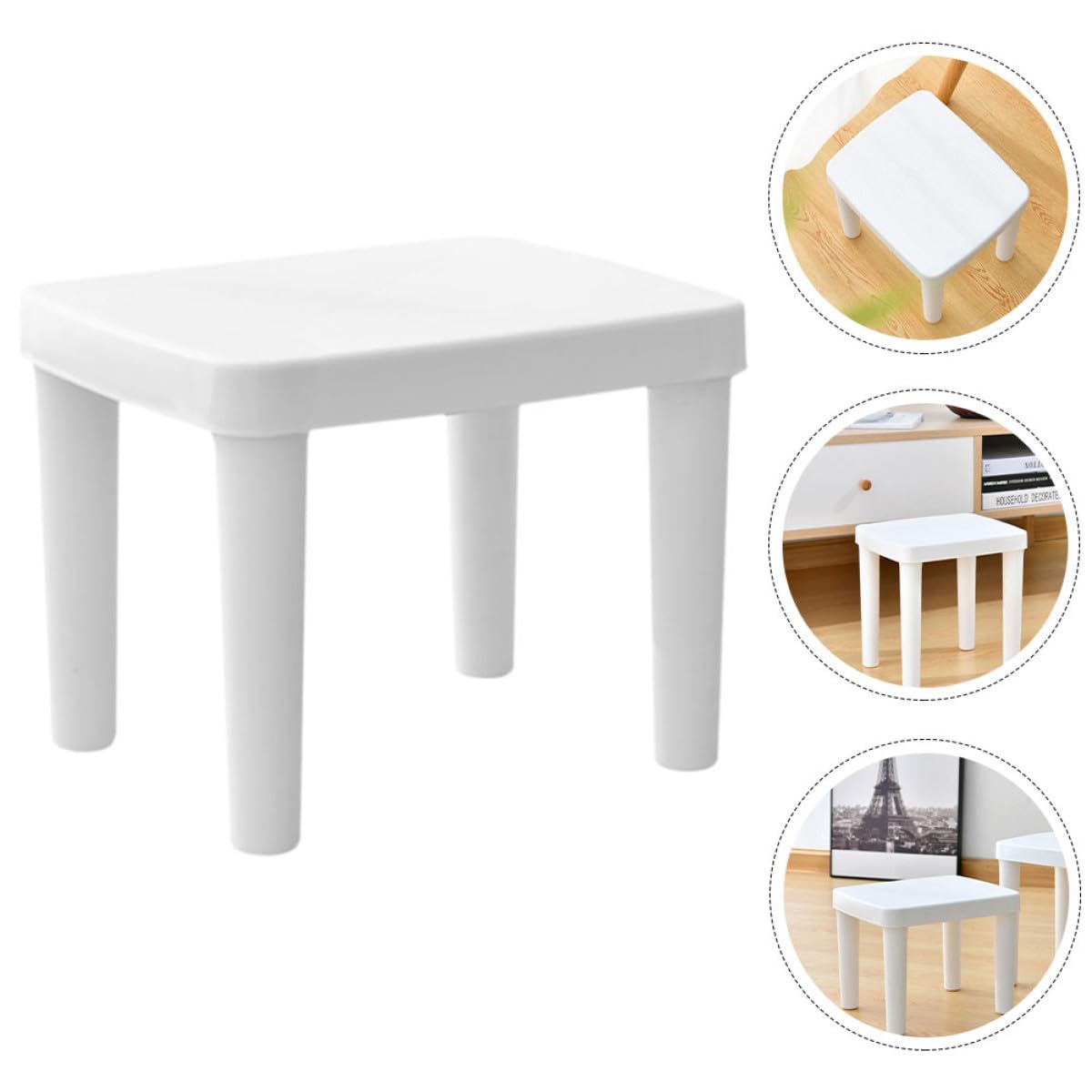 Toyvian Sgabello Antiscivolo per Ragazzi in Plastica Bianca Struttura Triangolare Stabile, Scalino Decorativo per Bagno e Cameretta