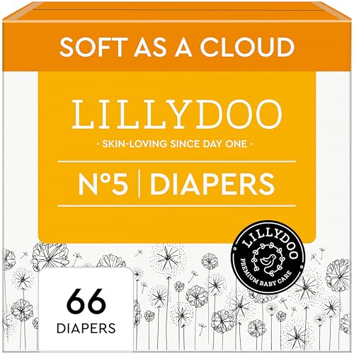 Image of LILLYDOO Baby Diapers - Size 5 (24+ lbs), Half-Monthly Supply (66 Count), Leak Protection, Skin-Friendly, Ultrasoft, Perfume- & Chlorine-Free, Hypoallergenic, Dermatologist Tested, Oeko-TEX®