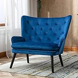 Pvillez Modern Accent Chair Velvet Wingback Chair Upholstered Small Loveseat Sofa with Tufted Button