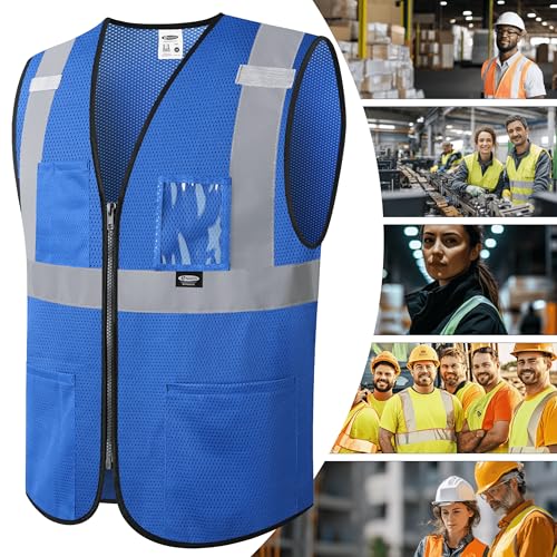 Image of JKSafety Safety Vest for men women Hi Vis Vest with Pockets and Zipper High Visibility Meet ANSI Standard（BX310