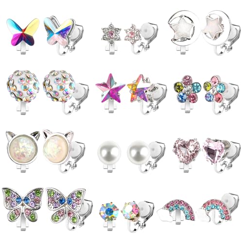 Deepton 12 Paar Ohrclips Kinder Mädchen, Hypoallergene Clip...