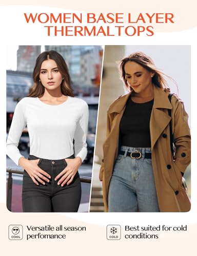 Image of Women's Long Sleeve Thermal Underwear Lightweight Compression Baselayer Shirt Women Clothing Premium Comfort Winter Tops