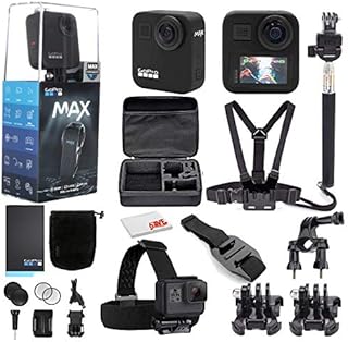 GoPro MAX 360 Waterproof Action Camera - Camera W/Touch Screen - Spherical 5.6K30 HD Video - 16.6MP 360 Photos - 1080p Live Streaming Stabilization - with Mega Accessory Kit - Get Rolling Bundle