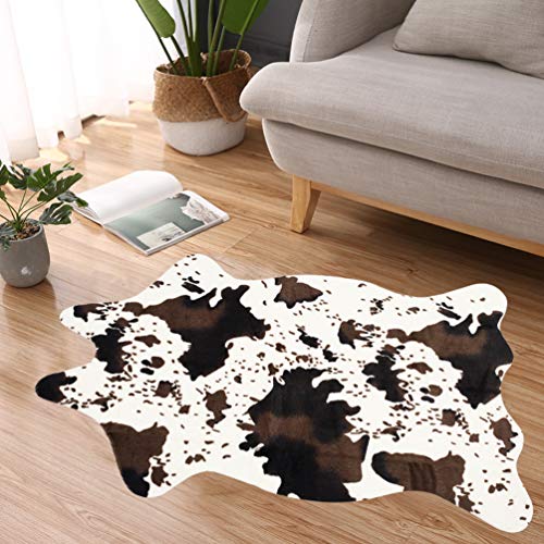 Nideen - Alfombra de piel sintética con diseño de vaca (110 x 75 cm), poliéster, Vaca-75x110, 75x110cm
