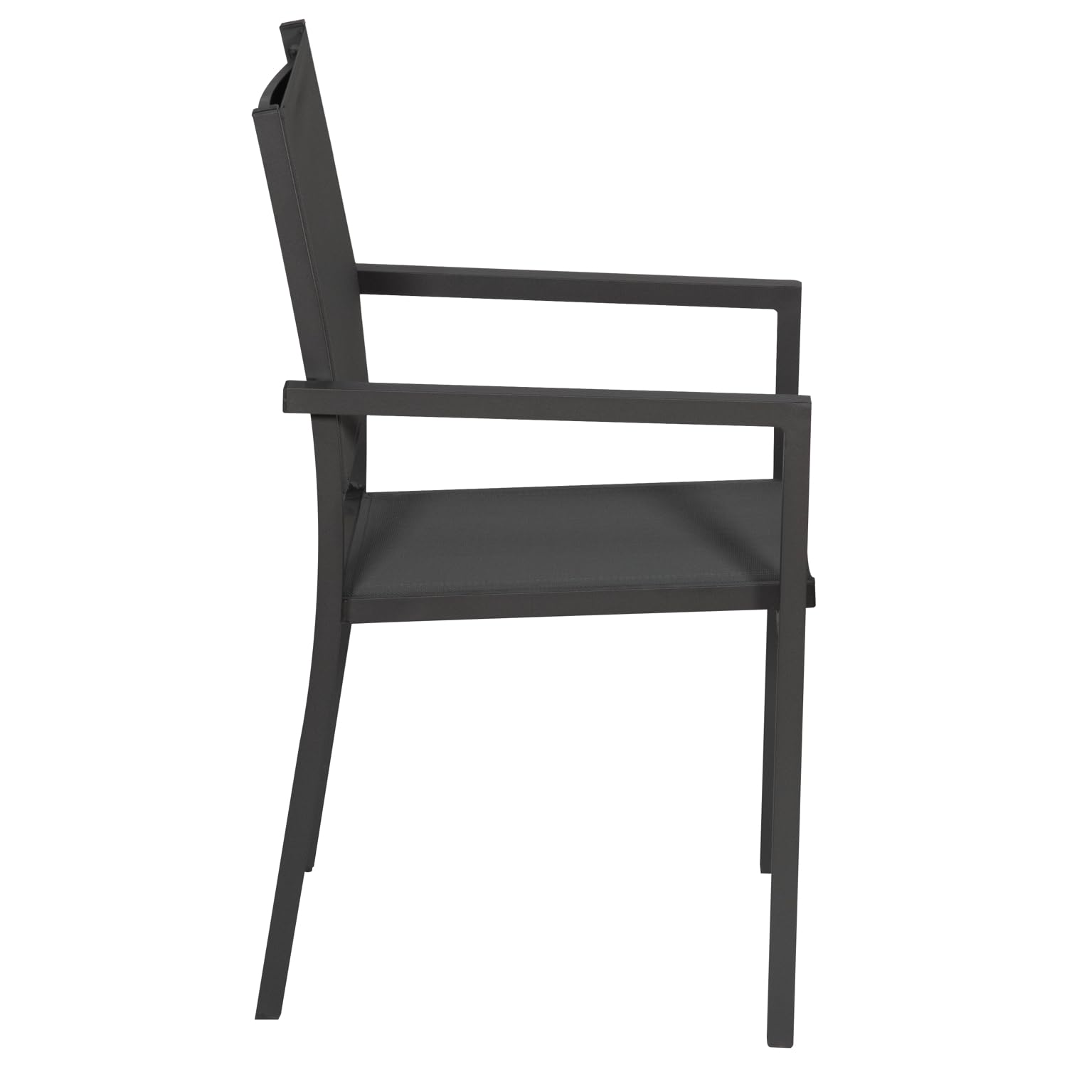 Happy Garden Lot de 6 chaises empilables en Aluminium Anthracite et textilène Gris