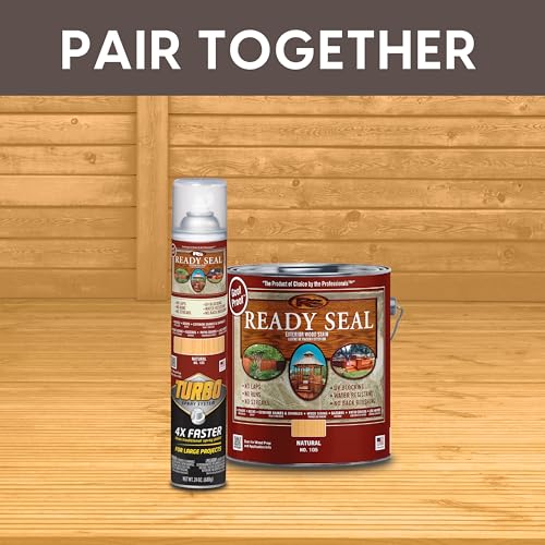 Image of Ready Seal Exterior Wood Stain | Turbo Spray System | Professional Grade Oil-Based Stain and Sealer in One | Ideal for Decks, Fences, Pergolas, Wood Siding & More | 24 Ounce | Natural Light Oak