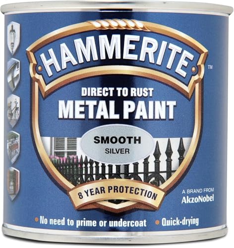 ASA® Hammerite Direct to Rust Metal Paint | Quick Drying | No Primer or Undercoat Needed | Up to 8 Years Rust Protection | Smooth Silver | 250ml