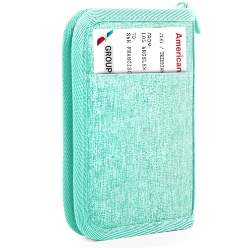 Single Passport Holder for Travel, RFID Travel Document Organizer for Women Waterproof Passport Wallet Men Portable Case for Cards, Boarding Pass, ID, Money, Tickets with Zipper