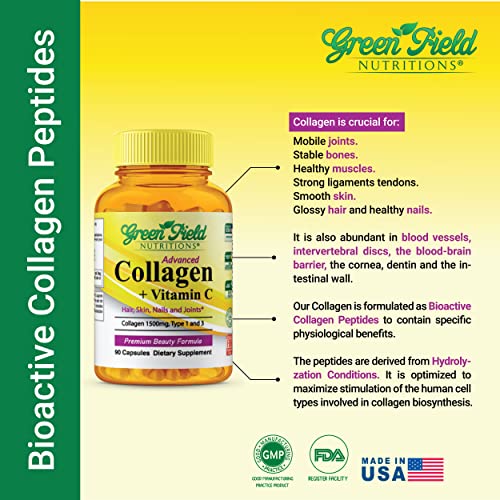 Green Field Nutritions 852510005262 Greenfield Nutritions - Halal Collagen Peptides 1500 Mg Type I & Iii thumb #3