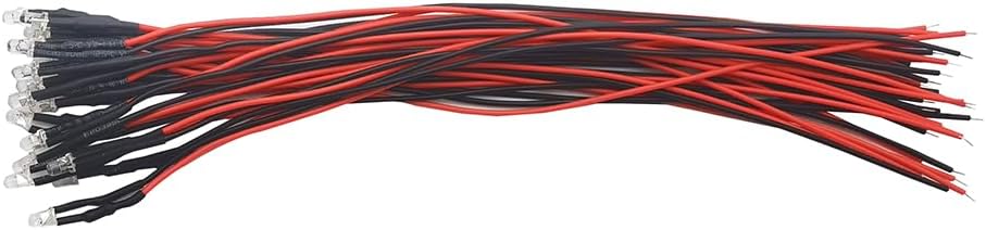 20pcs 12 Volt 3mm Pre Wired Red Blinking LED Lights Emitting Diodes 1.5Hz Single Color Flashing 7.9 inch DC 12v LED Light Clear Lens Small LED Lamps DIY Lighting Projects - Image 3
