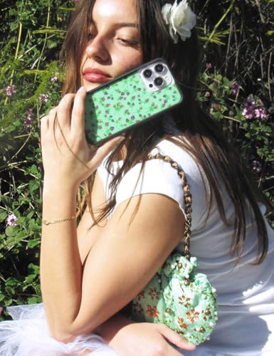 Image of Wildflower Cases - Compatible with iPhone 16 Pro Max| Protective Black Bumper, 6.5ft Drop Test Certified, Women Owned Small Business | Floral Green Aesthetic Dainty Cute | Purple Posie Rosie
