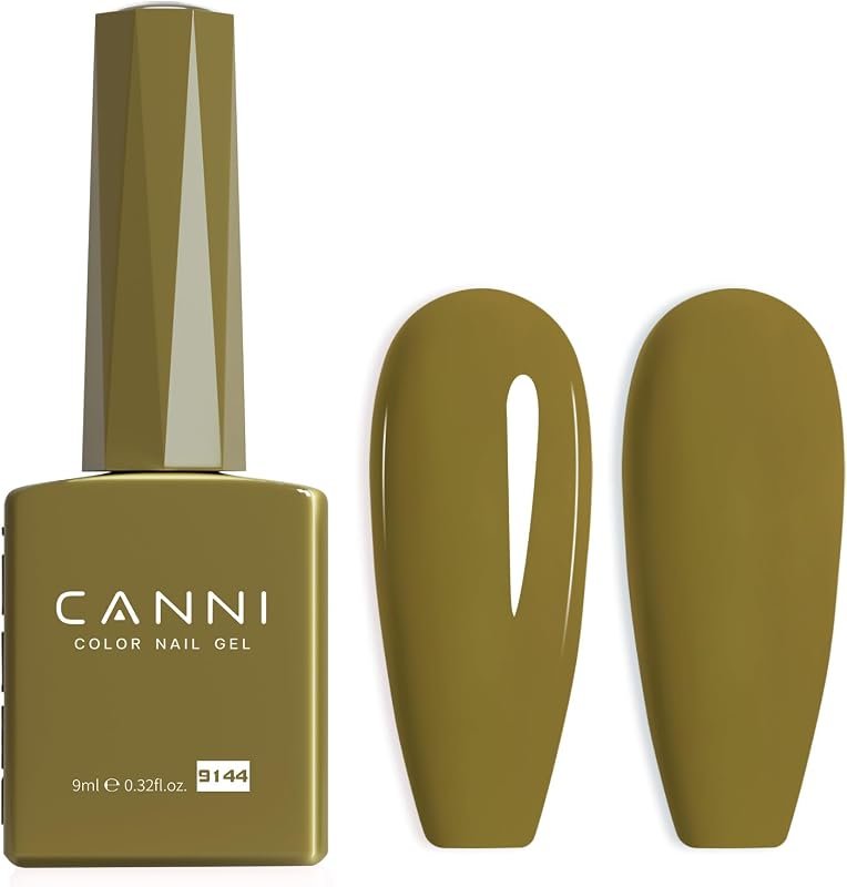 CANNI Olive Green Gel Nail Polish, 1Pcs Pastel Lime Sage Light Green Gel Polish Bringt Mint Color High Gloss Soak Off U V French Nail Manicure Salon DIY