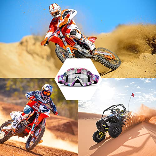 image for JAMIEWIN Clear Lens Dirt Bike Motorcycle Goggles ATV Racing Motocross 