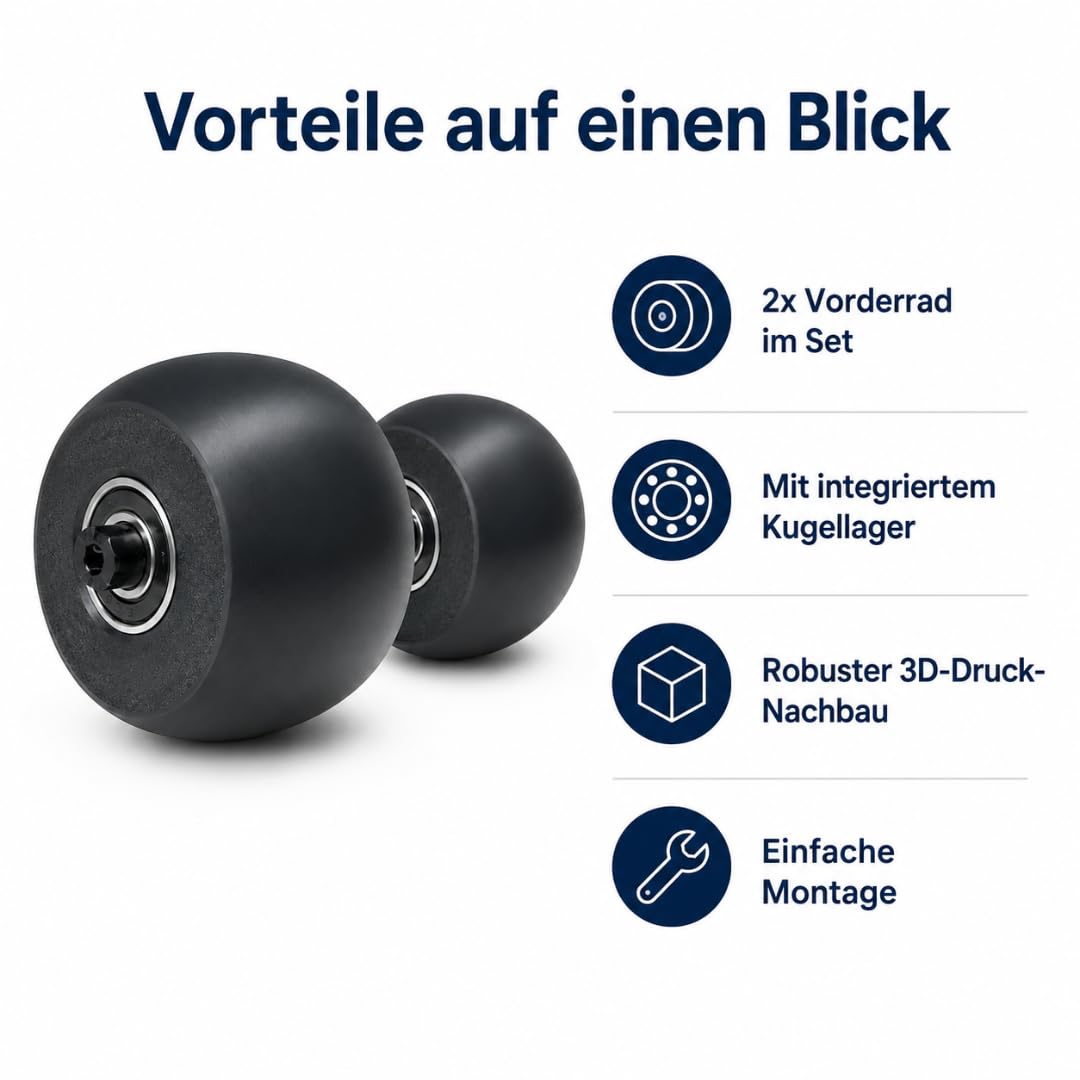 Lot de 2 roues avant pivotantes avec roulement à billes pour Bosch Indego 300 350 400 500 700