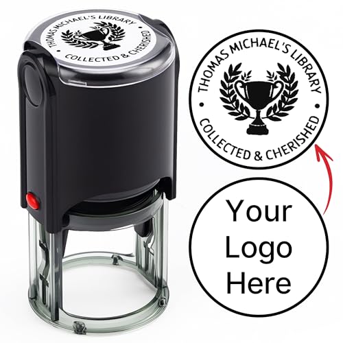 GifXify Selbstfärbender Stempel Personalisierter Gummistempel mit Name Adresse Text 5 Größen und 5 Tintenfarben nachfüllbar saubere und klare Abdrücke für Büro oder Zuhause (Rund)