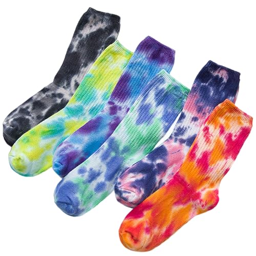 Chaussettes de bureau tie-dye en coton doux, lot de 6 paires confortables pour femme
