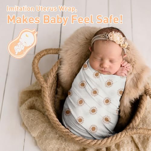 Image of Premium Soft Muslin Cotton Baby Muslin Swaddle Blanket for Newborns - Gender-Neutral Receiving Wrap for Boys and Girls, 47x47in (120x120cm) Large (Lovely Sun)