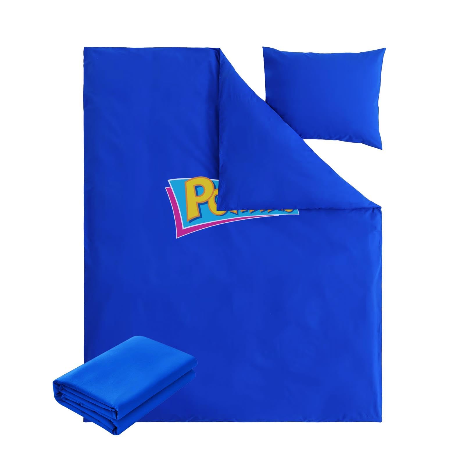 3PC Navy Blue 100% Polyester Single Duvet Bedding Set: 140 x 200cm Duvet Cover, Base Sheet...