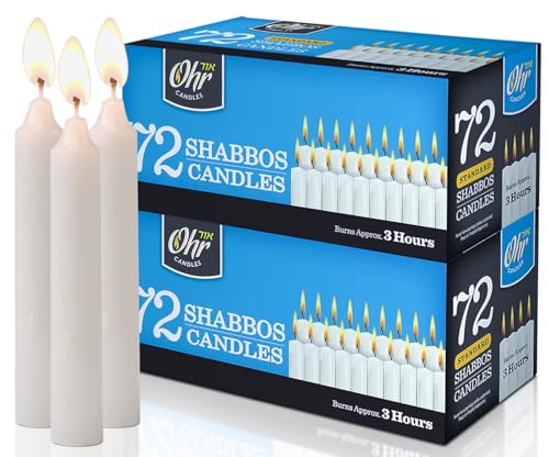 OHR CANDLES Shabbat Candles Traditional Shabbos Candles 3 Hour 72 Count (Pack of 2) (144 Count)