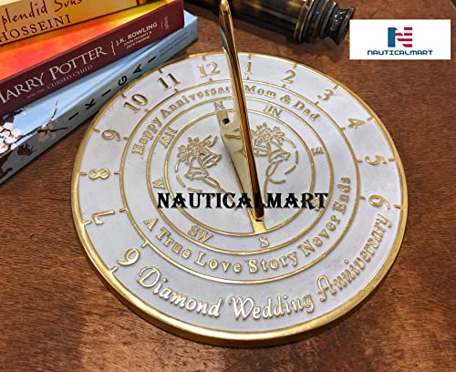 Nautical-Mart 60Th Diamond Wedding For Mom And Dad. Solid Metal Anniversary Sundial Gift Idea Is A Great Present For Your Parents To Celebrate 60 Years Marriage (Mom & Dad Diamond Anniversary) #TOP2