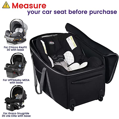 Sctel Car Seat Travel Bag For Airplane Fits Chicco Keyfit 30, Uppababy Mesa, Nuna Pipa, Padded Car Seat Bag With Wheels, Infant Gate Check Bag With Side Pocket, Protective Feet, Adjustable Handle #TOP1