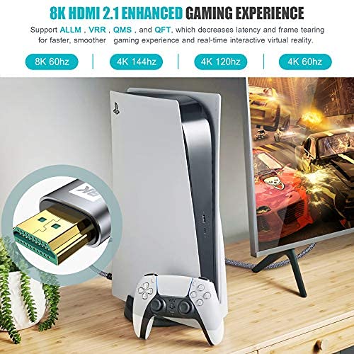 8K HDMI Cable 30FT [8K@60Hz,4K@120Hz 144Hz AviBrex HDMI 2.1 Cable 48Gbps Ultra High Speed HDMI 2.1 Cord Nylon HDMI Cord,HDCP 2.2&2.3,SBTM,Dynamic HDR,eARC for Apple TV 4K/Roku TV/PS5/Blu-ray/Xbox