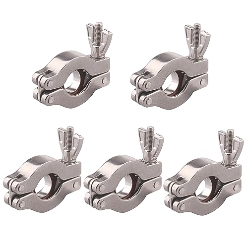 Image of DERNORD KF-16 Wing Nut Clamp Flange Quick Clamp Stainless Steel 304 with Centering O-Ring （Pack of 5）