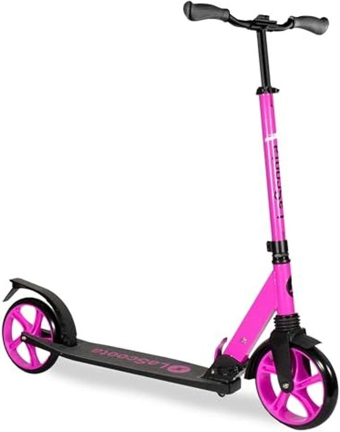 LaScoota Kick Scooter for Kids Ages 6+, Teens & Adults, Large 8" Sturdy Urethane Wheels. Adjustable Handlebar, Lightweight, Foldable, 220lbs Max Load Purple Scooter