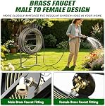 Porte-pierre de jardin inclure le robinet en laiton, 45ft Tuyau en caoutchouc, 5ft Chef Hose 4 Spike, en liberté, 2 Barres moyennes pour améliorer la stabilité, Anti-Rust Outdoor, Fixting en laiton, Organisateur Tidy